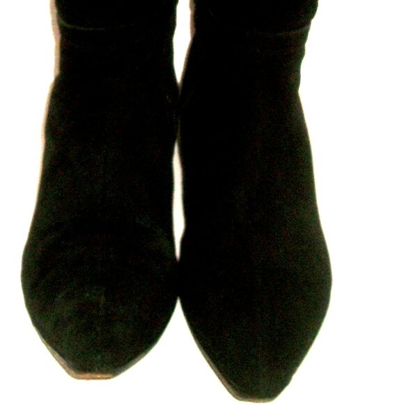 PRADA VTG Belted Black Suede Side Zip Low Heel Boots w Shirred Shaft 10M $850 - Picture 5 of 8